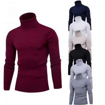 SHUJIN Spring Warm Turtleneck Sweater Men Fashion Solid Knitted Mens Sweaters 2018 Casual Male Double Collar Slim Fit Pullover
