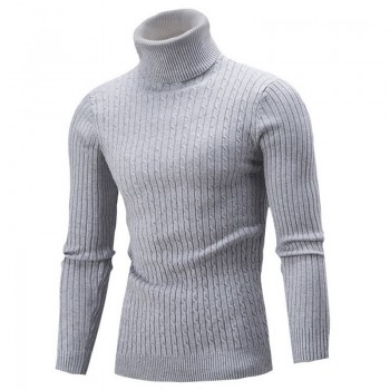 SHUJIN Spring Warm Turtleneck Sweater Men Fashion Solid Knitted Mens Sweaters 2018 Casual Male Double Collar Slim Fit Pullover
