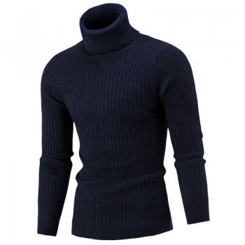 SHUJIN Spring Warm Turtleneck Sweater Men Fashion Solid Knitted Mens Sweaters 2018 Casual Male Double Collar Slim Fit Pullover