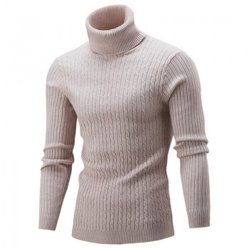 SHUJIN Spring Warm Turtleneck Sweater Men Fashion Solid Knitted Mens Sweaters 2018 Casual Male Double Collar Slim Fit Pullover