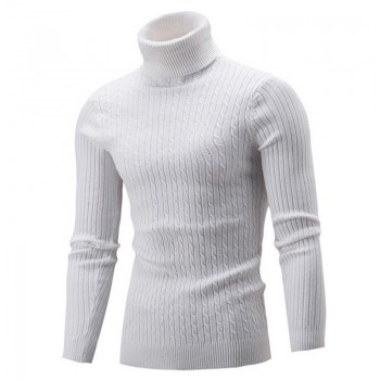 SHUJIN Spring Warm Turtleneck Sweater Men Fashion Solid Knitted Mens Sweaters 2018 Casual Male Double Collar Slim Fit Pullover