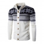 SHUJIN Autumn Warm Christmas Sweater Men Fashion Printed Jacket Coat Casual Stand Collar Knitting Mens Cardigan Sweaters 2018