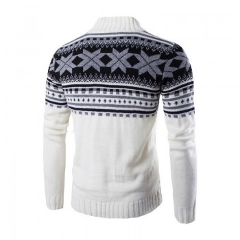 SHUJIN Autumn Warm Christmas Sweater Men Fashion Printed Jacket Coat Casual Stand Collar Knitting Mens Cardigan Sweaters 2018