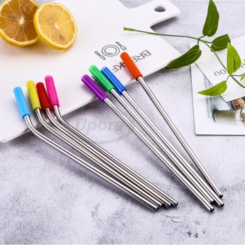 4Pcs/Set Reusable Stainless Steel Drinking Straws Set With Silicone Tips And Cleaning Brush Metal Straws For 30oz 20oz Tumblers