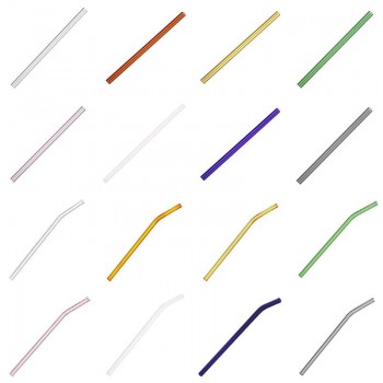 4pcs/set Glass Straws Set Reusable Straight Straw Bend Drinking Straw with Cleaning Brush and Wipe Cloth for Hot Cold Drinks