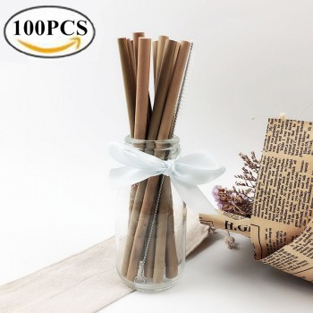 100Pcs/lot Bamboo Straw Natural Organic Reusable Bamboo Drinking Straws Cleaner 19.5cm 23cm Bamboe Straws set for Wholesale