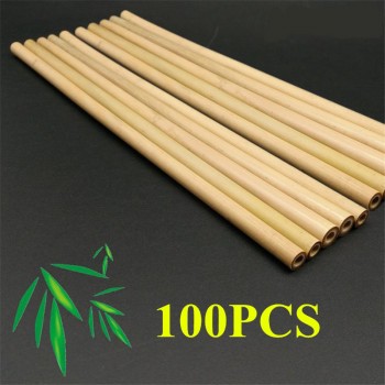 100Pcs/lot Bamboo Straw Natural Organic Reusable Bamboo Drinking Straws Cleaner 19.5cm 23cm Bamboe Straws set for Wholesale