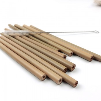 100Pcs/lot Bamboo Straw Natural Organic Reusable Bamboo Drinking Straws Cleaner 19.5cm 23cm Bamboe Straws set for Wholesale