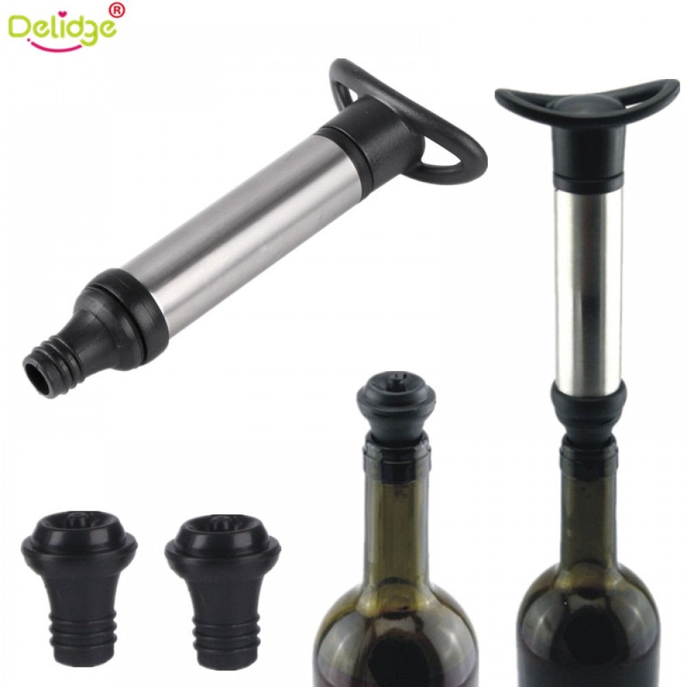 Delidge  Stainless Steel  Wine Stopper Food Vacuum Sealer Bar Accessories Whisky Bottle StopperChampagne Homebrew  Air Pump
