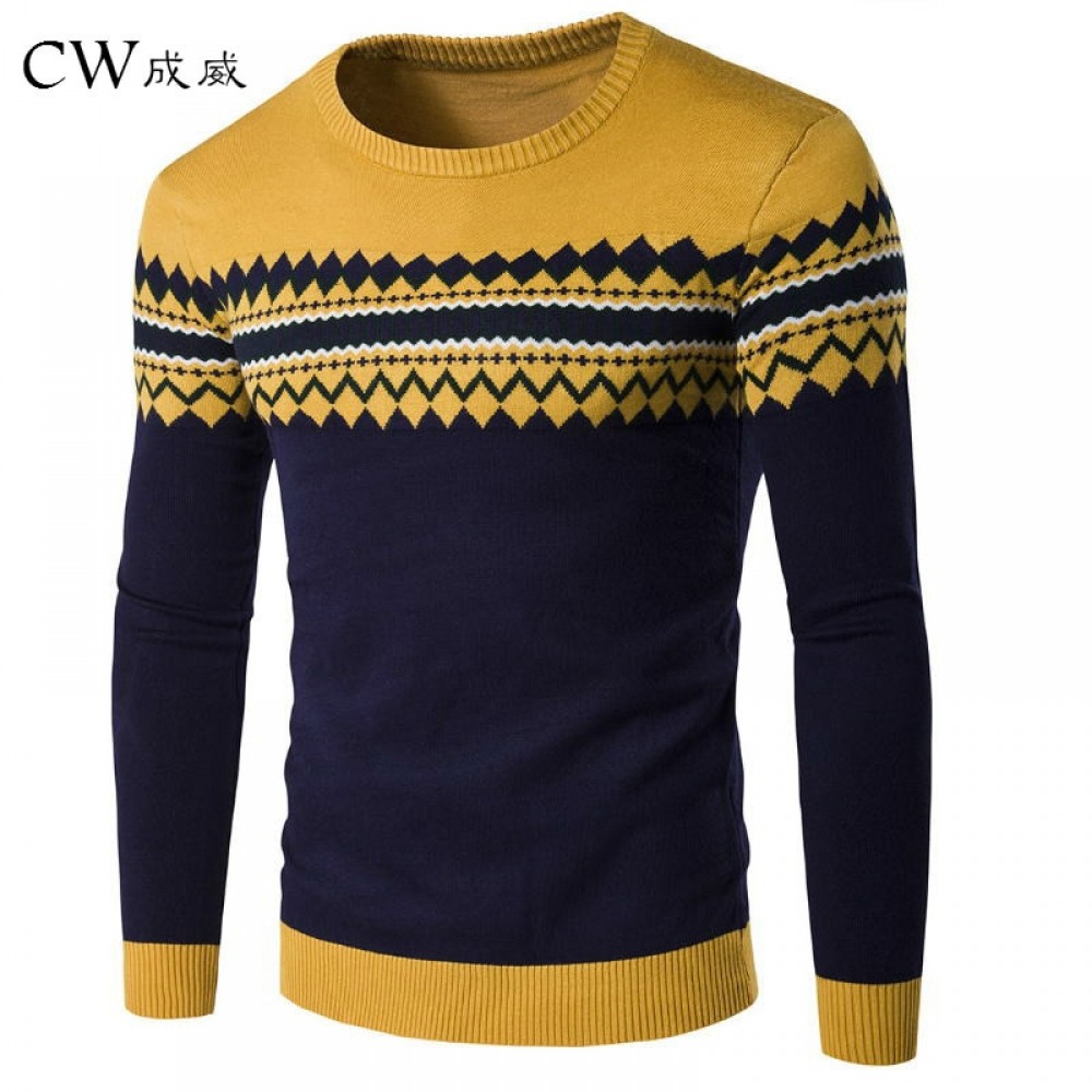 2018 Mens Knitted Sweater Patterns Striped Thin Pullover Sweaters Winter Casual Round Neck Wool Sweater Men M-3XL