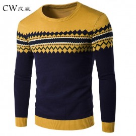 2018 Mens Knitted Sweater Patterns Striped Thin Pullover Sweaters Winter Casual Round Neck Wool Sweater Men M-3XL