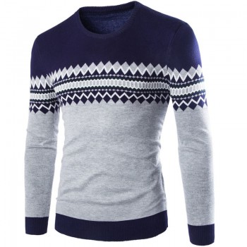 2018 Mens Knitted Sweater Patterns Striped Thin Pullover Sweaters Winter Casual Round Neck Wool Sweater Men M-3XL