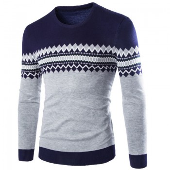 2018 Mens Knitted Sweater Patterns Striped Thin Pullover Sweaters Winter Casual Round Neck Wool Sweater Men M-3XL