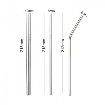 UPORS 6pcs Metal Straw Set Reusable Straw 304 Stainless Steel Drinking Straw with Brush For Smoothies Tapioca Pearls Milk Tea