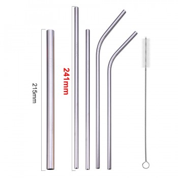 UPORS 6pcs Metal Straw Set Reusable Straw 304 Stainless Steel Drinking Straw with Brush For Smoothies Tapioca Pearls Milk Tea