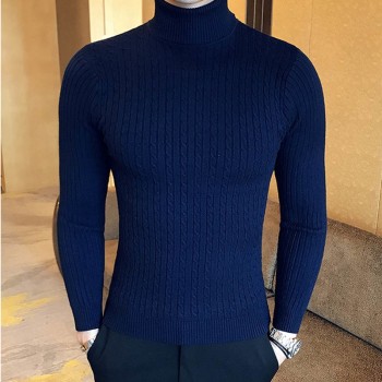 2018 Autumn Winter New High Neck Warm Sweater Men Turtleneck Sweaters Slim Fit White Black Pullover Men Knitwear