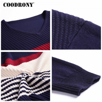 COODRONY Sweaters Thick Warm Pullover Men Casual Striped V-Neck Sweater Men Clothing 2018 Autumn Winter Knitwear Pull Homme 8162
