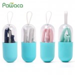 Collapsible Silicone Straw Reusable Folding Drinking Straw with Carrying Case and Cleaning Brush for Travel, Home, Office Drinks