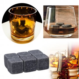 6pcs/pack Reusable Natural Whiskey Stones Sipping Ice Cube Granite Pouch Whisky Rock Cooler Bulk Cooler Set Wedding Gift