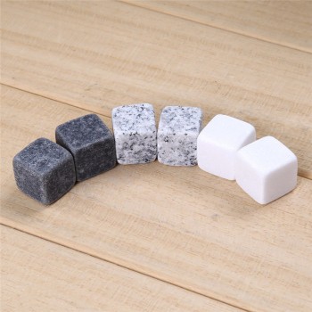 6pcs/pack Reusable Natural Whiskey Stones Sipping Ice Cube Granite Pouch Whisky Rock Cooler Bulk Cooler Set Wedding Gift