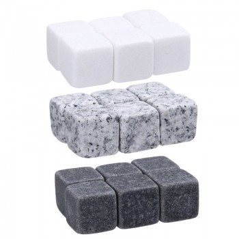 6pcs/pack Reusable Natural Whiskey Stones Sipping Ice Cube Granite Pouch Whisky Rock Cooler Bulk Cooler Set Wedding Gift