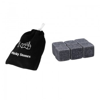 6pcs/pack Reusable Natural Whiskey Stones Sipping Ice Cube Granite Pouch Whisky Rock Cooler Bulk Cooler Set Wedding Gift