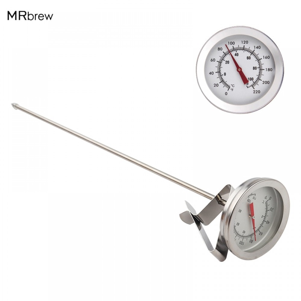 Stainless Steel Dial Thermometer Homebrewing Brew Kettle Brew  Pot, 2Face x 12Probe, 0~220F Degree , Probe Thermometer