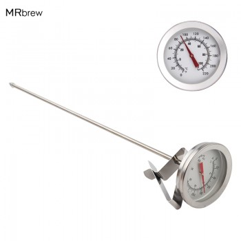 Stainless Steel Dial Thermometer Homebrewing Brew Kettle Brew  Pot, 2Face x 12Probe, 0~220F Degree , Probe Thermometer
