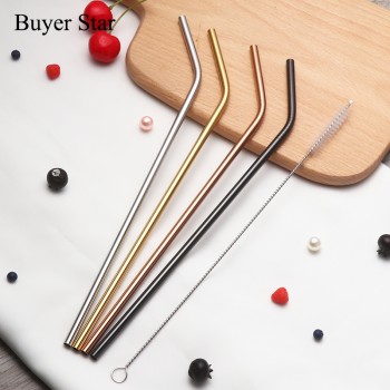 8Pcs Drinking Straw Reusable Straws Cleaner Brush Set Free Shipping 2017 High Quality Eco Friendly Metal Straw