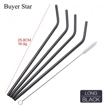 8Pcs Drinking Straw Reusable Straws Cleaner Brush Set Free Shipping 2017 High Quality Eco Friendly Metal Straw