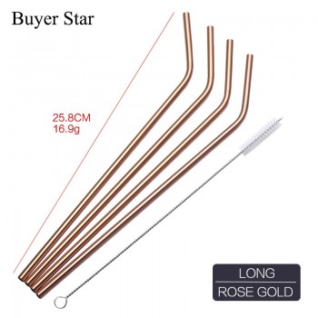 8Pcs Drinking Straw Reusable Straws Cleaner Brush Set Free Shipping 2017 High Quality Eco Friendly Metal Straw