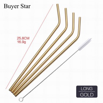 8Pcs Drinking Straw Reusable Straws Cleaner Brush Set Free Shipping 2017 High Quality Eco Friendly Metal Straw