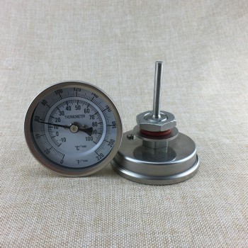 Weldless Bi-metal Thermometer Kit, 3Face amp; 2Probe, 1/2MNPT, 0~220F degree, Beer Brewing Thermometer, Homebrew Kettle