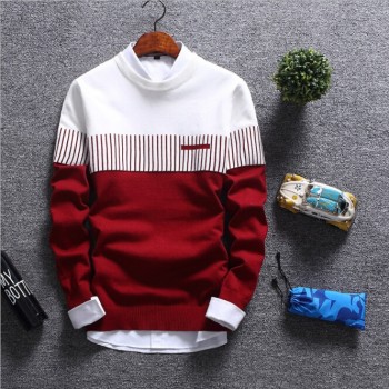 Mens Sweaters 2018 autumn Winter New streetwear fashion Stitching Male Knitwear warm Korean Slim Round Collar men clothing