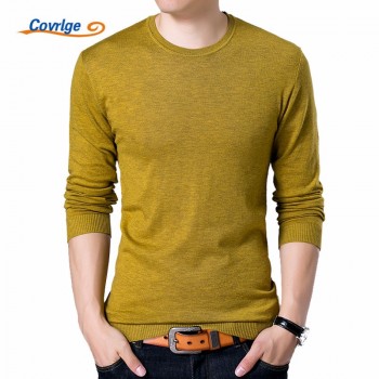 Covrlge Fashion Solid Mens Sweater 2017 Autumn New O-neck Black Sweater Mens Jumpers Male Pollover Knitted Polo Shirt MZL001