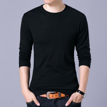 Covrlge Fashion Solid Mens Sweater 2017 Autumn New O-neck Black Sweater Mens Jumpers Male Pollover Knitted Polo Shirt MZL001
