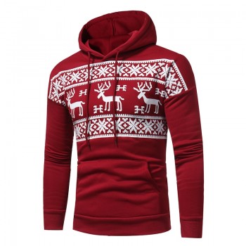 Loldeal Fashion Christmas Snowflower Prints Pullover Winter Sweater Men Black  Sweater  Mens Elk Hood Kerst Trui Mannen Women