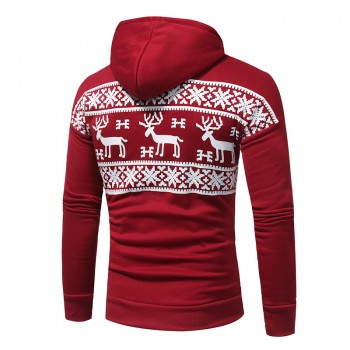 Loldeal Fashion Christmas Snowflower Prints Pullover Winter Sweater Men Black  Sweater  Mens Elk Hood Kerst Trui Mannen Women