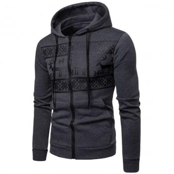 Loldeal Fashion Christmas Snowflower Prints Pullover Winter Sweater Men Black  Sweater  Mens Elk Hood Kerst Trui Mannen Women