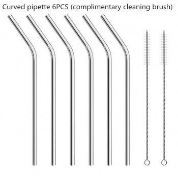 MINGFAN 2/4/6/8PCS/Silver-coated stainless steel straight and curved reusable straw filter Tea Coffee DIY Tool Brush H999