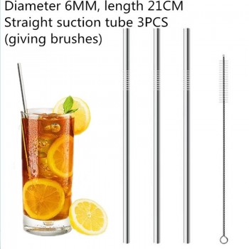 MINGFAN 2/4/6/8PCS/Silver-coated stainless steel straight and curved reusable straw filter Tea Coffee DIY Tool Brush H999