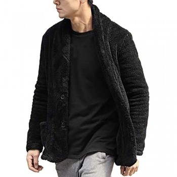 Mens Autumn Winter Warm Loose Warm Plush Cardigan Long Furry Coat Tops Blouses   12.10