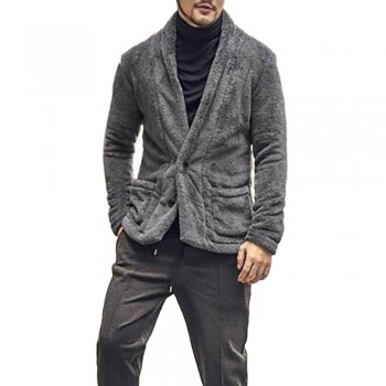 Mens Autumn Winter Warm Loose Warm Plush Cardigan Long Furry Coat Tops Blouses   12.10