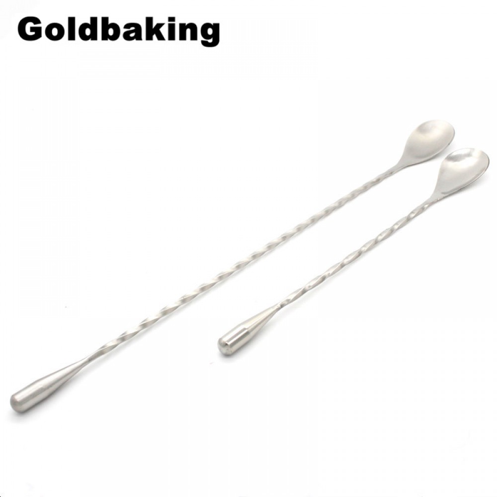 Stainless Steel Cocktail Mixing Spoon Spiral Pattern Bar Cocktail Shaker Spoon
