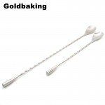 Stainless Steel Cocktail Mixing Spoon Spiral Pattern Bar Cocktail Shaker Spoon