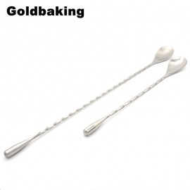 Stainless Steel Cocktail Mixing Spoon Spiral Pattern Bar Cocktail Shaker Spoon