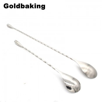 Stainless Steel Cocktail Mixing Spoon Spiral Pattern Bar Cocktail Shaker Spoon