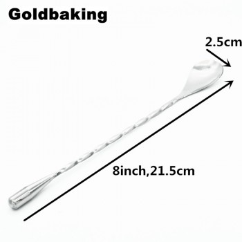 Stainless Steel Cocktail Mixing Spoon Spiral Pattern Bar Cocktail Shaker Spoon