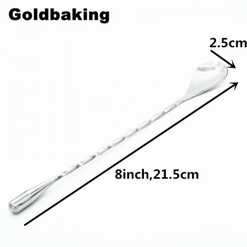 Stainless Steel Cocktail Mixing Spoon Spiral Pattern Bar Cocktail Shaker Spoon