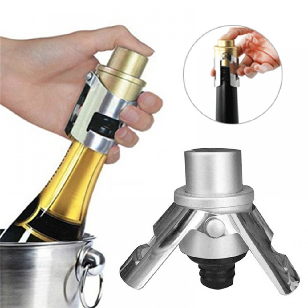 Stainless Steel Bottle Stopper Vacuum Pump Sealed Red Wine Champagne Cap Plug